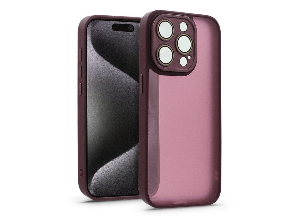 Haffner HF241437 Apple iPhone 15 Pro Max Variete bíbor hátlap kameravédő peremmel, lencsevédő üveggel