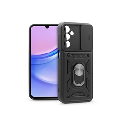 Haffner HF258787 Samsung Galaxy A15 4G/A15 5G Slide Armor fekete ütésálló hátlap gyűrűvel és kameravédővel