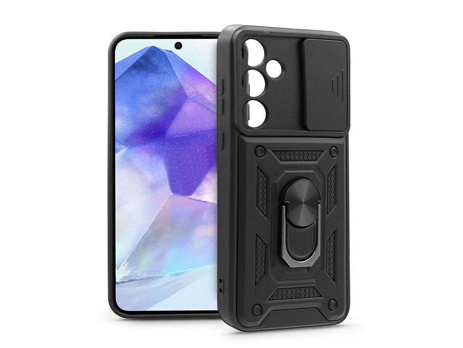 Haffner HF272318 Samsung Galaxy A55 Slide Armor fekete ütésálló hátlap kameravédővel