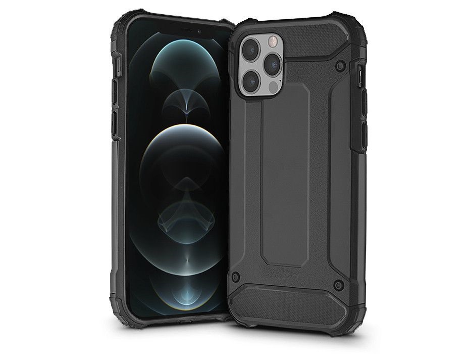 Haffner PT-5943 iPhone 12 Pro Max ütésálló fekete műanyag hátlap