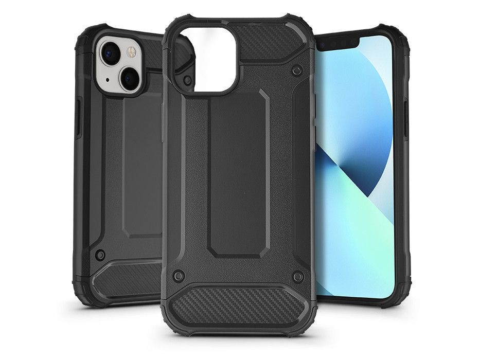 Haffner PT-6315 iPhone 13 ütésálló fekete műanyag hátlap