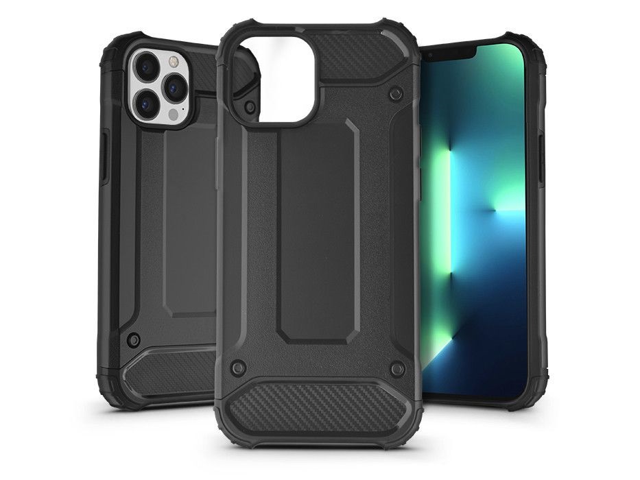 Haffner PT-6317 iPhone 13 Pro Max ütésálló fekete műanyag hátlap
