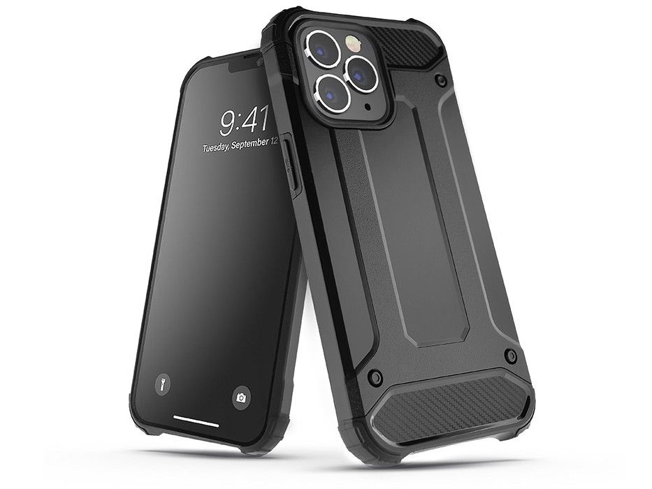 Haffner PT-6393 S908B Galaxy S22 Ultra 5G ütésálló fekete műanyag hátlap