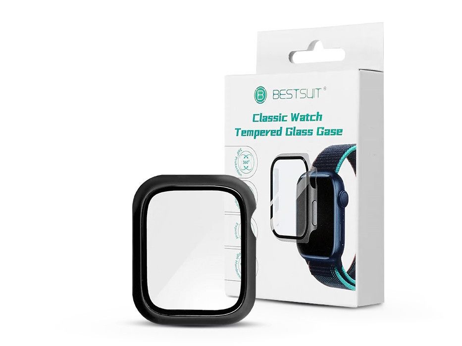 Haffner PT-6558 Apple Watch 7/Series 8 (45mm) fekete védőtok beépített edzett üveggel