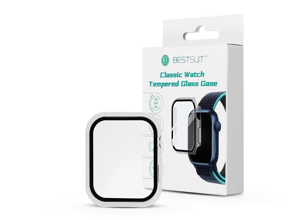 Haffner PT-6559 Apple Watch 7/Series 8 (45mm) átlátszó védőtok beépített edzett üveggel