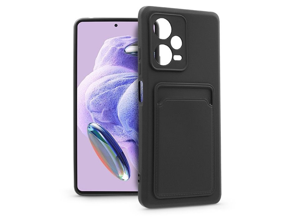Haffner PT-6730 Xiaomi Redmi Note 12 Pro+ 5G fekete szilikon hátlap kártyatartóval