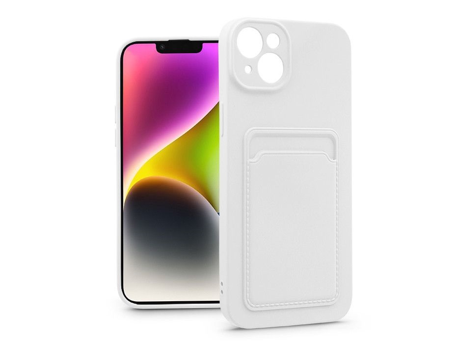 Haffner PT-6732 iPhone 14 fehér szilikon hátlap kártyatartóval