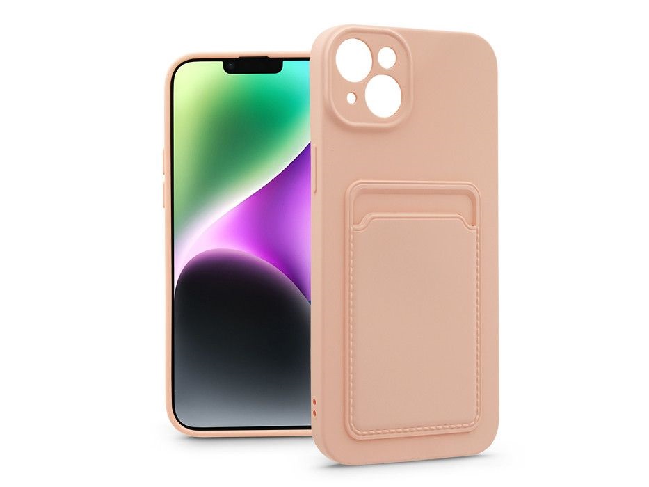 Haffner PT-6736 iPhone 14 Plus pink szilikon hátlap kártyatartóval