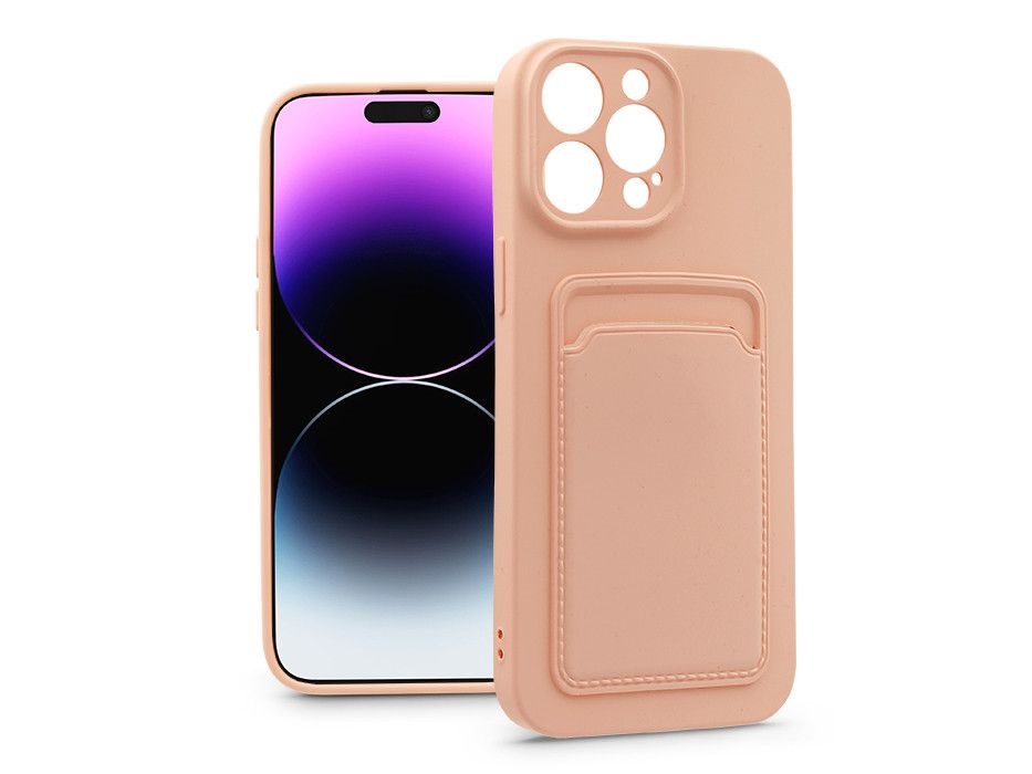 Haffner PT-6742 iPhone 14 Pro Max pink szilikon hátlap kártyatartóval