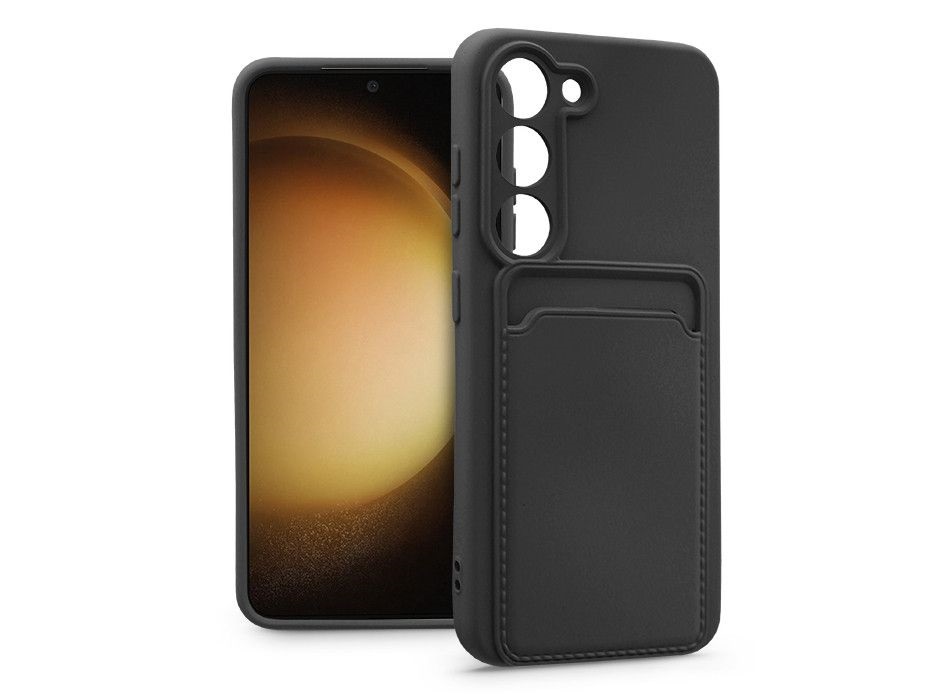 Haffner PT-6751 SM-S911 Galaxy S23 fekete szilikon hátlap kártyatartóval