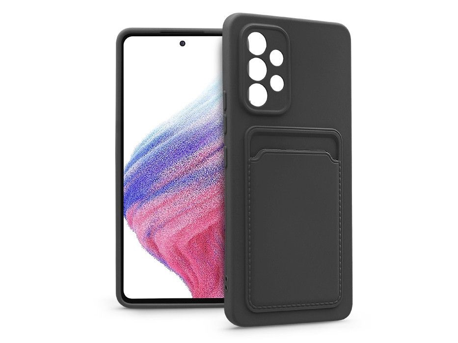 Haffner PT-6753 A536U Galaxy A53 5G fekete szilikon hátlap kártyatartóval