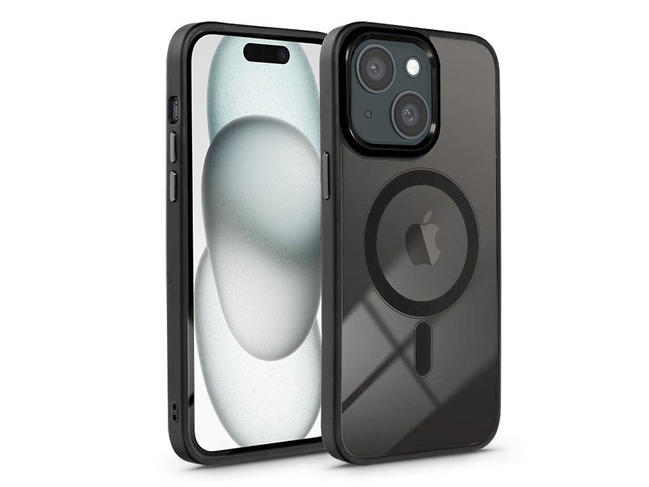 Haffner PT-6833 Apple iPhone 15 Edge Mag Cover fekete/átlátszó szilikon hátlap