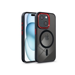 Haffner PT-6834 Apple iPhone 15 Plus Edge Mag Cover fekete/piros/átlátszó szilikon hátlap