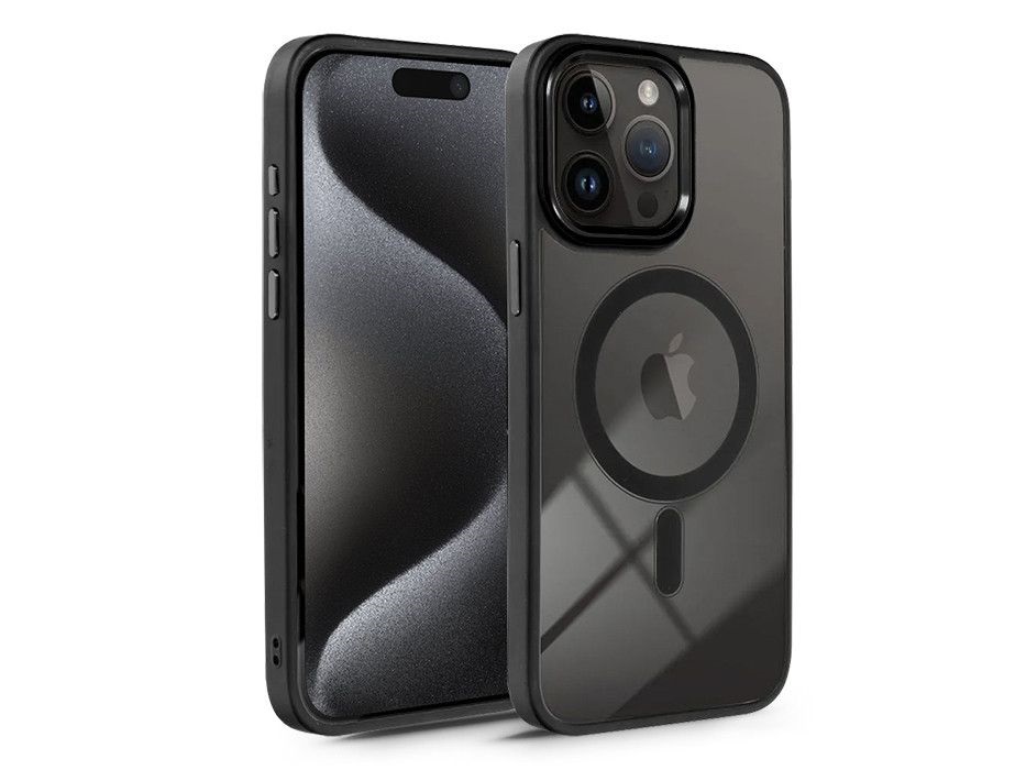 Haffner PT-6837 Apple iPhone 15 Pro Edge Mag Cover fekete/átlátszó szilikon hátlap