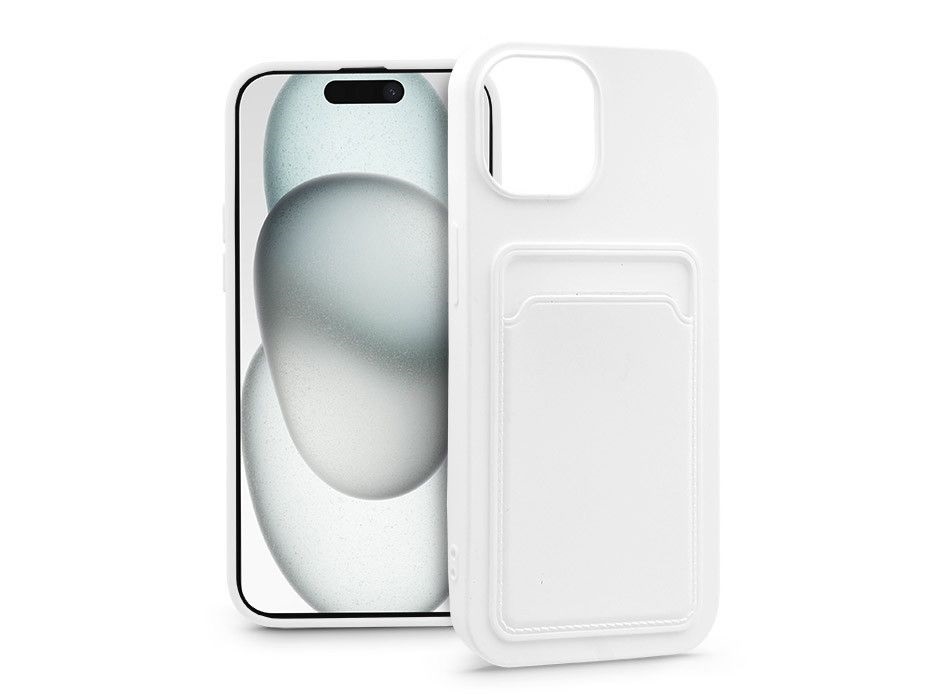 Haffner PT-6840 Apple iPhone 15 Card Case fehér szilikon hátlap kártyatartóval