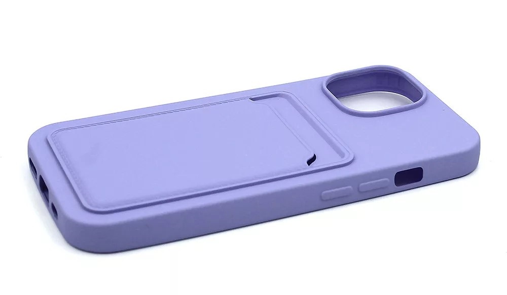 Haffner PT-6842 Apple iPhone 15 Card Case lila szilikon hátlap kártyatartóval