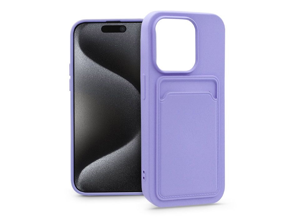 Haffner PT-6848 Apple iPhone 15 Pro Card Case lila szilikon hátlap kártyatartóval