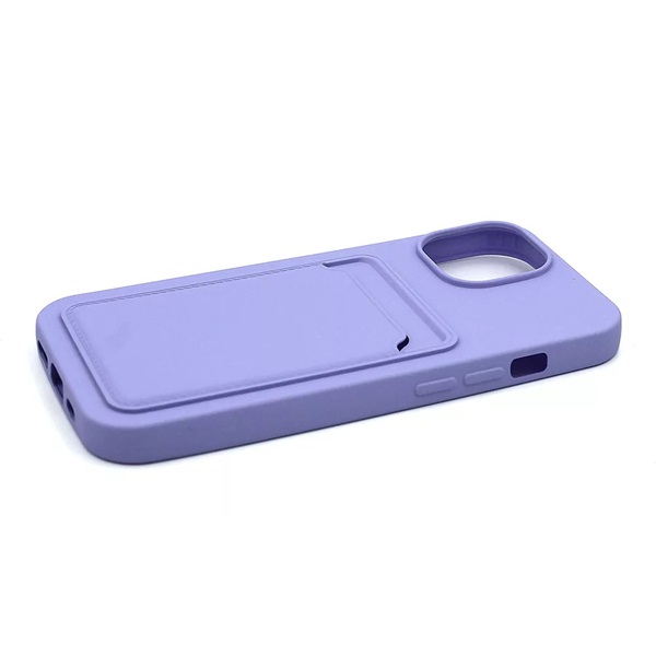 Haffner PT-6848 Apple iPhone 15 Pro Card Case lila szilikon hátlap kártyatartóval