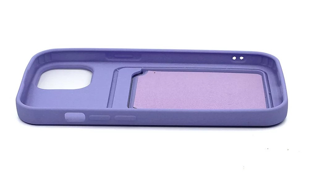 Haffner PT-6848 Apple iPhone 15 Pro Card Case lila szilikon hátlap kártyatartóval