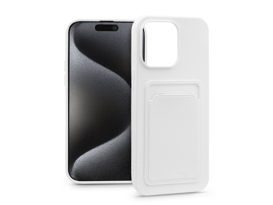 Haffner PT-6849 Apple iPhone 15 Pro Max Card Case fehér szilikon hátlap kártyatartóval