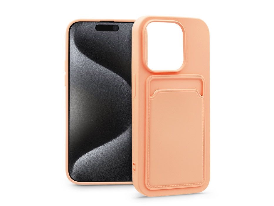 Haffner PT-6850 Apple iPhone 15 Pro Max Card Case pink szilikon hátlap kártyatartóval
