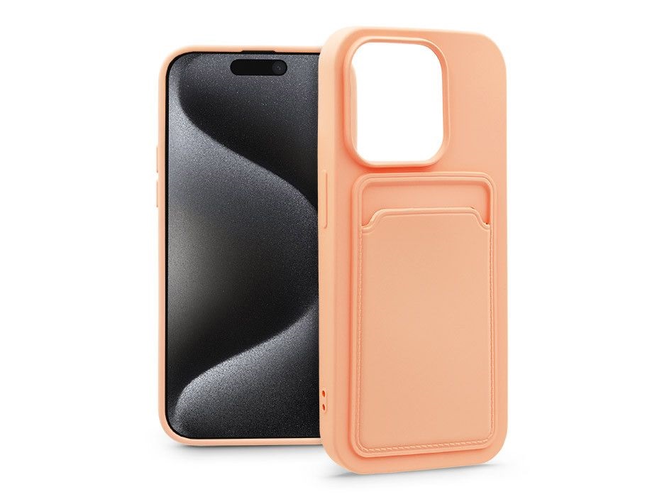 Haffner PT-6851 Apple iPhone 15 Pro Card Case pink szilikon hátlap kártyatartóval