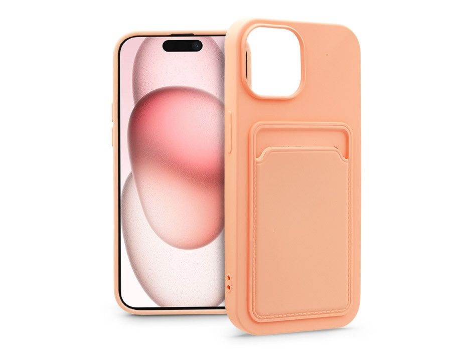 Haffner PT-6852 Apple iPhone 15 Card Case pink szilikon hátlap kártyatartóval