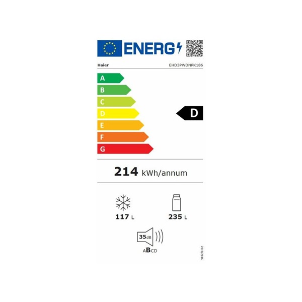 Haier EHD3PWDNPK18 Hűtő:235L, Fagyasztó:117L, Total No Frost hűtőszekrény