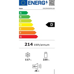 Haier EHD3PWDNPW18 fehér, alulfagyasztós, Hűtő:235L, Fagyasztó:117L, Total No frost hűtőszekrény