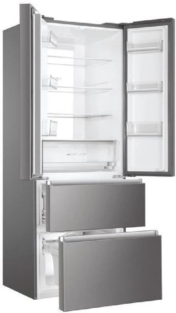Haier HB17FPAAA inox, négyajtós, Hűtő:306L, Fagyasztó:140L, Total No frost hűtőszekrény