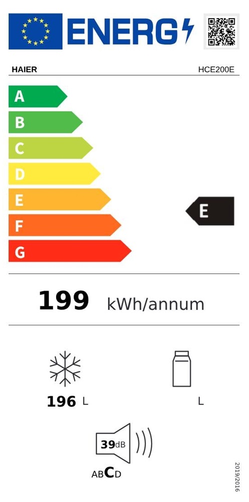 Haier HCE200E fehér, Fagyasztó:196L, fagyasztóláda
