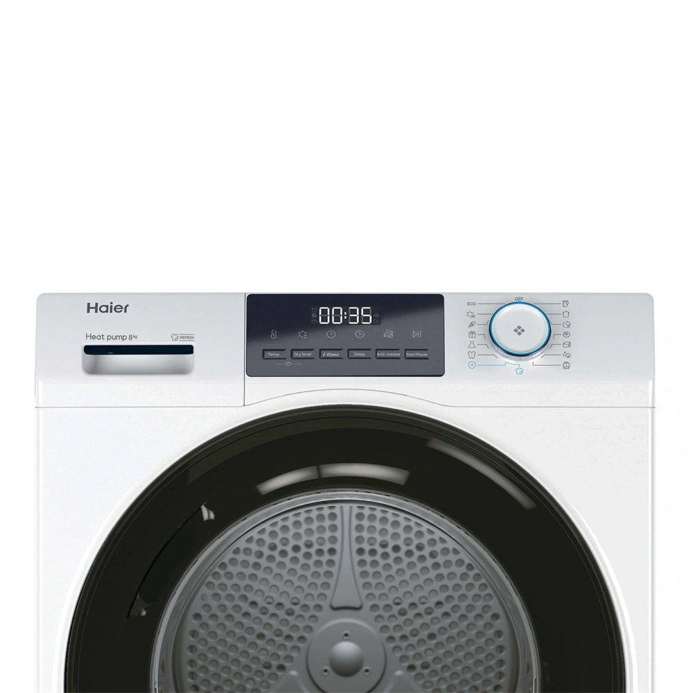 Haier HD80-E929E-S fehér-fekete, 8kg, hőszivattyús szárítógép