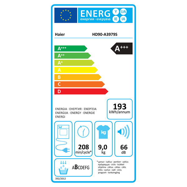 Haier HD90-A3979-S 9 kg hőszivattyús szárítógép