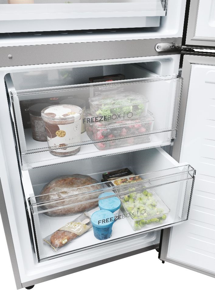Haier HDPW3618DNPK inox, alulfagyasztós, Hűtő:235L, Fagyasztó:117L, Total No frost hűtőszekrény
