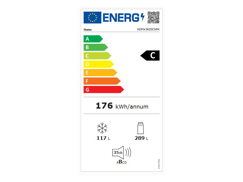 Haier HDPW3620CNPK inox, alulfagyasztós, Hűtő:289L, Fagyasztó:117L, Total No frost hűtőszekrény