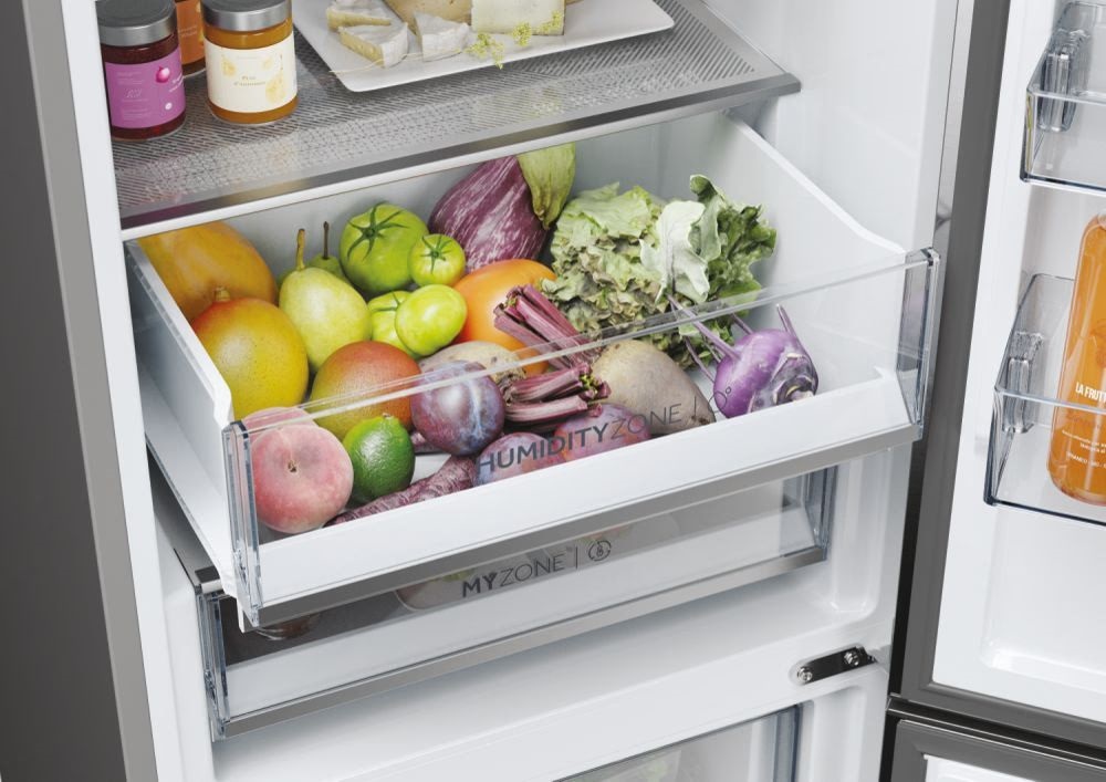 Haier HDPW5618CNPK inox, alulfagyasztós, Hűtő:235L, Fagyasztó:117L, hűtőszekrény