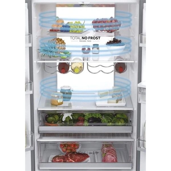 Haier HFW7720ENMB, négyajtós, alulfagyasztós, Hűtő:337L, Fagyasztó:140L, Total No frost hűtőszekrény