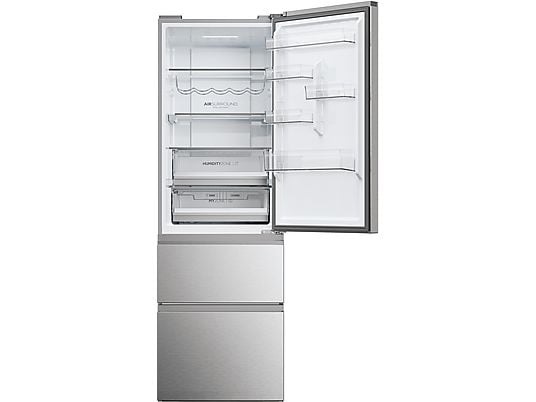 Haier HTW5618CNMG inox, francia ajtós, alulfagyasztós, Hűtő:235L, Fagyasztó:125L, Total No frost hűtőszekrény