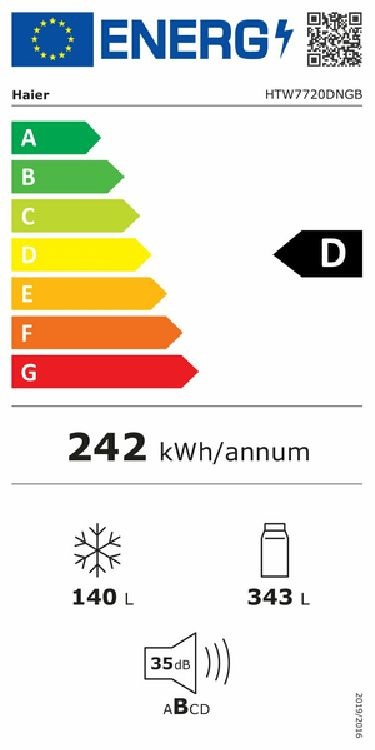 Haier HTW7720DNGB fekete, francia ajtós, alulfagyasztós, Hűtő:343L, Fagyasztó:140L, Total No frost hűtőszekrény