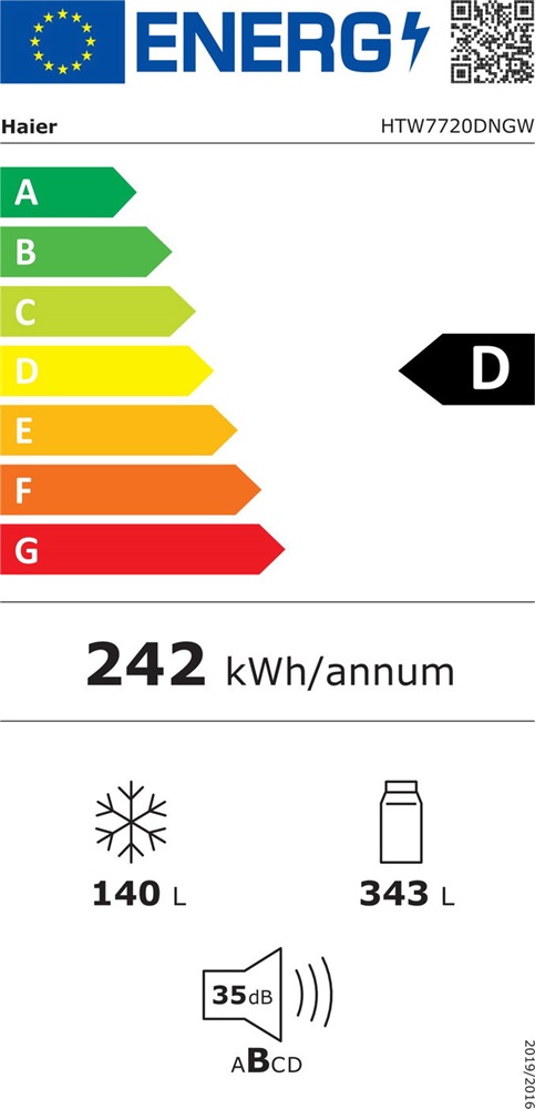 Haier HTW7720DNGW fehér, francia ajtós, alulfagyasztós, Hűtő:343L, Fagyasztó:140L, Total No frost hűtőszekrény