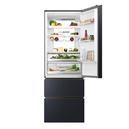 Haier HTW7720ENMB fekete, francia ajtós, alulfagyasztós, Hűtő:343L, Fagyasztó:140L, No frost hűtőszekrény