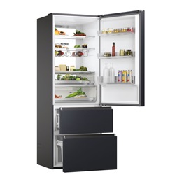 Haier HTW7720ENMB fekete, francia ajtós, alulfagyasztós, Hűtő:343L, Fagyasztó:140L, No frost hűtőszekrény