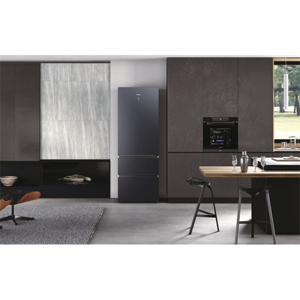 Haier HTW7720ENMB fekete, francia ajtós, alulfagyasztós, Hűtő:343L, Fagyasztó:140L, No frost hűtőszekrény