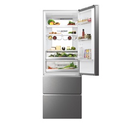 Haier HTW7720ENMP szürke, alulfagyasztós, Hűtő:343L, Fagyasztó:140L, No frost hűtőszekrény