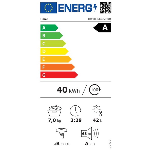 Haier HW70-B14959TU1-S 7 kg elöltöltős mosógép