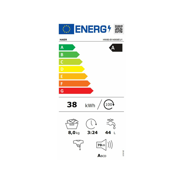 Haier HW80-B14959U1-S elöltöltős mosógép