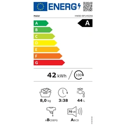 Haier HW80-BP14929A-S fehér, elöltöltős, max.1400ford., 8kg, mosógép