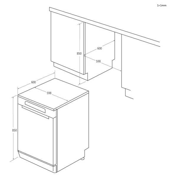 Haier XF 4A4M4PX szürke, programok száma: 10, szabadonálló, 14 terítékes mosogatógép 