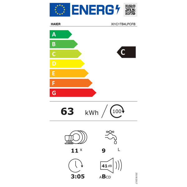 Haier XI1C1TB4LPCFB beépíthető keskeny 11 terítékes mosogatógép