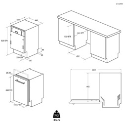 Haier XI1C3TB2FB beépíthető keskeny 11 terítékes mosogatógép